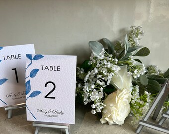 Mini silver easel table number holders for Weddings