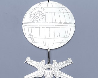 Star Wars Death Star X-wing fighter Sun Catcher Wind Spinner Garden Decor Indoor Outdoor