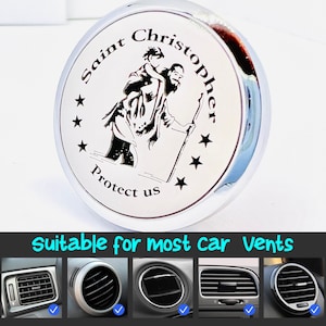Saint St Christopher Protect Us Car Fragrance Diffuser Locket Kits.Driver,Mother,Father,Halloween,Easter, Valentines Day Gift VENT CLIP