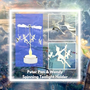Piotruś Pan i Wendy druga gwiazda po prawej stronie Tea Light Candle Spinner ze stali nierdzewnej