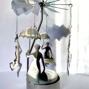 Mary Poppins & Chimney Sweep Tea‑Light Candle Spinner – Stainless Steel Rotating Home Décor, Magic Gift for Magic Nanny Fans, Unique Present