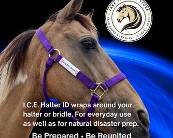 Identificación de cabestro para caballos del ICE: Información de contacto de emergencia para cabestro, brida (o collar de perro)
