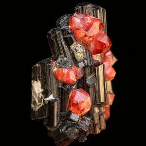 27 c.t Natural Red Garnet Cluster On Tourmaline Combined Crystal-Specimen-Gemstones-Rocks-Minerals-Rough-Antique-Jewllery-Raw-Healing-Rare.