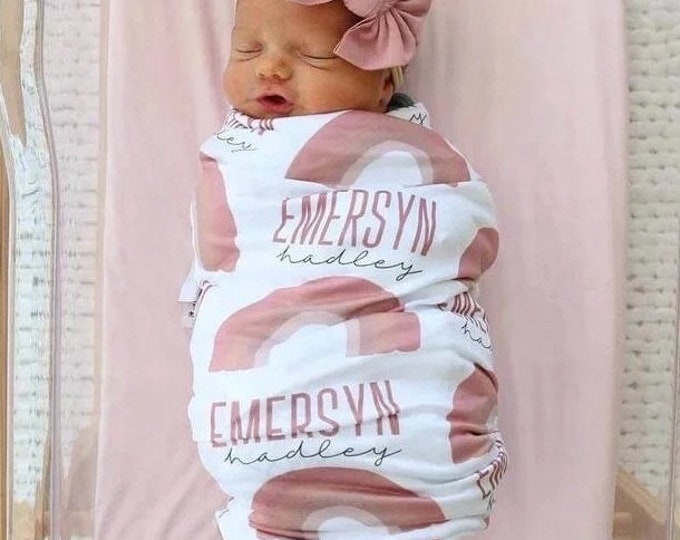 Personalized Swaddle Blanket, Optional Bundle, Newborn Coming Home Outfit Photo Props, Baby Name Announcement Sign, Baby Shower Gift