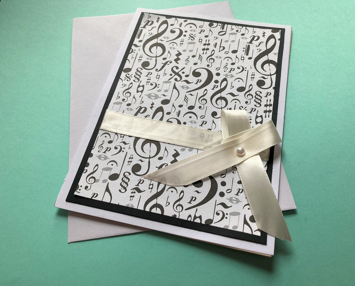 Musical Note card Blank Greeting card Handmade card Etsy