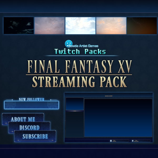 Final Fantasy XV Selection | FFXV Themed Static Twitch Stream Package | Instant Download + PSD