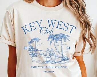Comfort Colors Bachelorette Party Shirts, Key West Florida Bach Club Tees, Custom Location TShirts, Matching Team Bride Outfit, Personalized