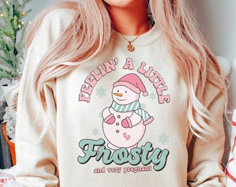 Christmas Pregnant Sweatshirt Christmas Pregnancy Announcement Shirt Holiday Pregnant Christmas Sweater Funny Baby Reveal Shirt for Pregnant