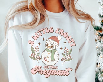 Christmas Pregnant Sweatshirt Christmas Pregnancy Announcement Shirt Holiday Pregnant Christmas Sweater Funny Baby Reveal Shirt for Pregnant