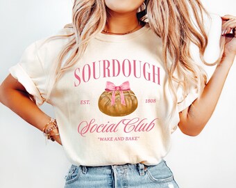 Comfort Colors Sourdough Shirt, Coquette Sourdough University Tee, Funny Baking TShirt for Her, Cute Bakers Shirt, Sourdough Bread Crewneck