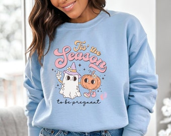 Halloween Pregnancy Announcement Shirt, Halloween Maternity Sweater, Sweatshirt for Pregnant, Mom To Be Gift, Surprise Baby Reveal Ideas