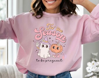Halloween Pregnancy Announcement Shirt, Halloween Maternity Sweater, Sweatshirt for Pregnant, Mom To Be Gift, Surprise Baby Reveal Ideas
