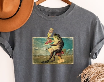 Funny Frog Shirt, Frog Lover tshirt, Vintage Frog Tee, Gift for Him, Cottagecore t shirt for Men, Mens Frog Shirts, Comfort Colors Crewneck