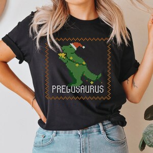 Christmas Pregnancy Announcement Shirt, Baby Reveal T-Shirt, Funny Pregnant XMAS, Maternity Shirts for Her, Mom to Be tshirt, Pregosaurus