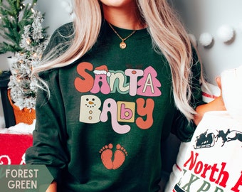 Christmas Pregnancy Announcement Shirt, Pregnant XMAS Sweatshirt, Funny Baby Reveal Shirt for Mom To Be, Cute Maternity Holiday Sweater Top