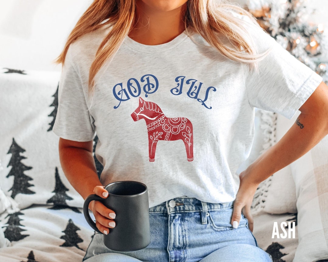 GOD JUL Shirt, Dala Horse T-shirt, Swedish Traditional Christmas ...