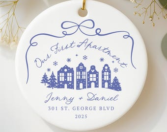 Personalized New Apartment Ornament, Custom 1st Home Gift for Couple, Our First Apartment, Christmas 2025 Bauble, Housewarming Gift Keepsake