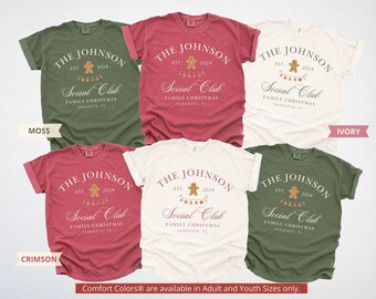Personalized Family Christmas Shirts, Comfort Colors® Matching Xmas Tshirts, Custom Last Name X Mas T-Shirts, 2024 X-Mas Party Tees, Reunion