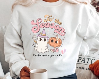 Halloween Pregnancy Announcement Shirt, Halloween Maternity Sweater, Sweatshirt for Pregnant, Mom To Be Gift, Surprise Baby Reveal Ideas