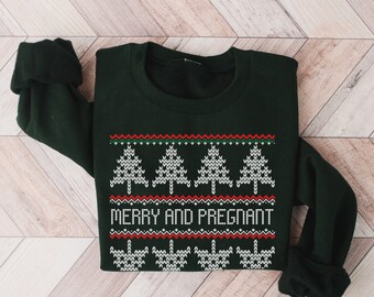 Christmas Pregnancy Announcement Shirt, Merry and Pregnant Sweatshirt, Baby Reveal Shirt, Pregnant Christmas Sweater, Baby Announcement Top