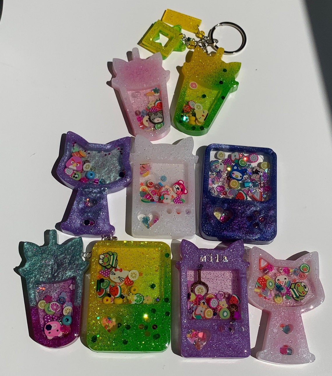Unique handmade liquid resin shakers for kids key charms Etsy