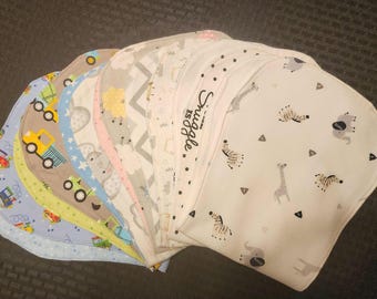 Contoured Flannel Baby Burp Cloth | Animal, Construction Prints