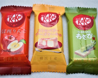 Kit Kat 3 kinds 3 pieces, Wasabi, Strawberry, Apple, Japanese flavor Rare KitKat, From Japan, KitKats