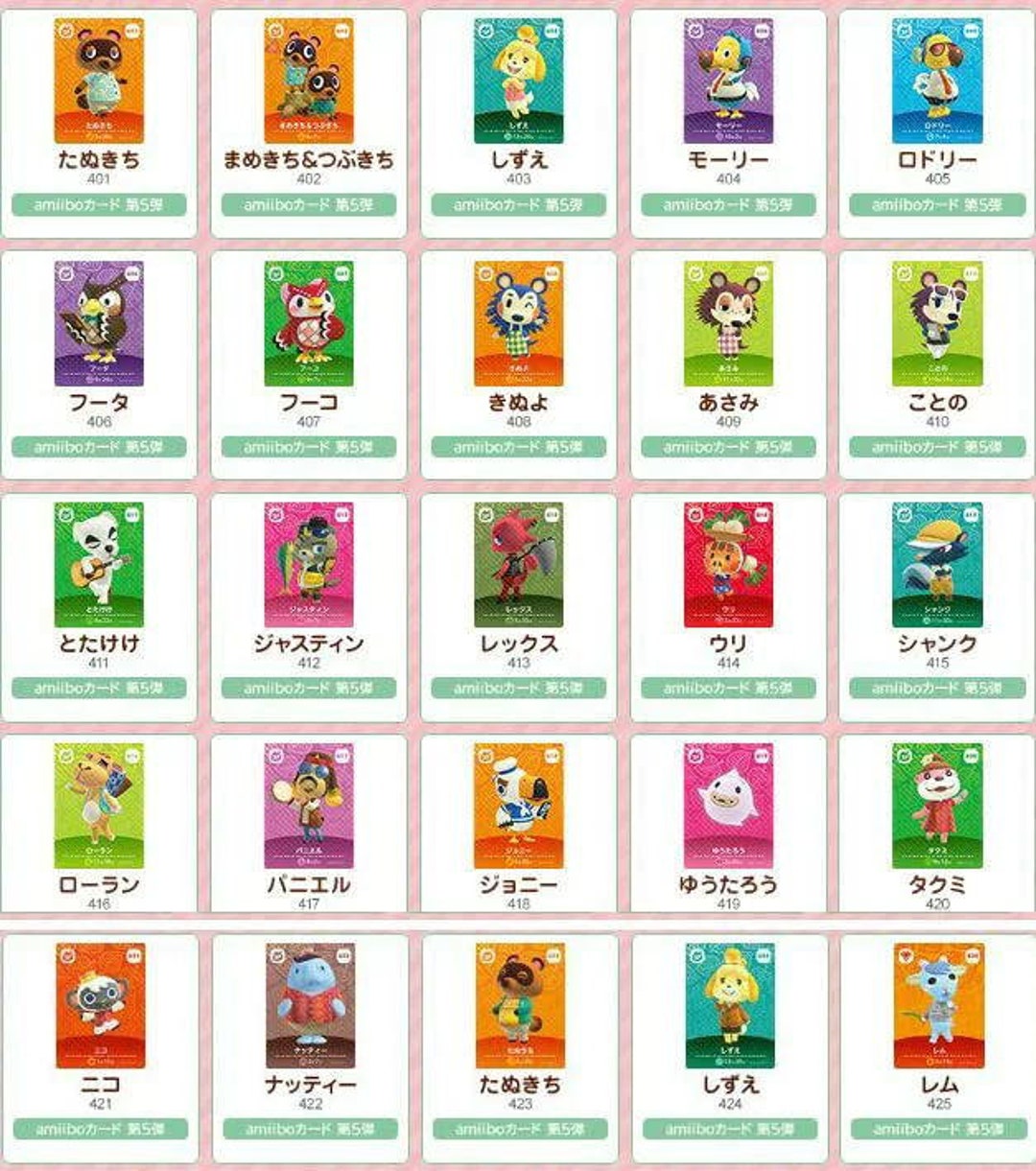 Amiibo Card Series 5 Mint/villager Cards Series 5/animal Crossing /48
