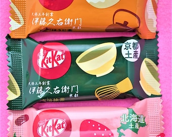 Japanese Kit Kat 3 kinds: Azuki Strawberry, Uji Green Tea, Uji Hojicha, from Japan