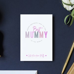Carte personnalisée de fête des mères, carte de fête des mères de maman, carte de la meilleure maman du monde, belle qualité imprimée sur une carte de poids lourd