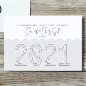 2024 nieuwe baby moderne kaart, nieuwe babymeisje kaart, nieuwe ouders kaart, nieuwe baby gefeliciteerd kaart, grijze kaart, mooie baby jongen kaart, aandenken