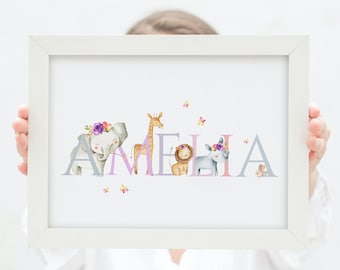 Personalized Safari Animal Name Print: Nursery Decor