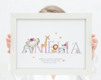 Personalized Safari Animal Name Print: Nursery Decor