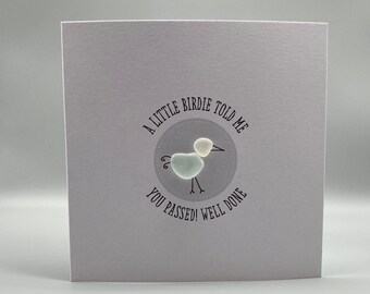 Sea Glass Congratulations Card, A Little Birdie Told Me You Passed, Sea Glass Birds, Unique Well Done Card, Exam, Driving Test, Graduation