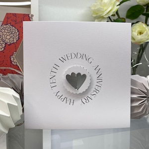 Latta vera, decimo (10°) anniversario di matrimonio in latta, decimo anniversario, 3D su misura fatto a mano, cuore di latta, biglietto di nozze in latta, anniversario di latta