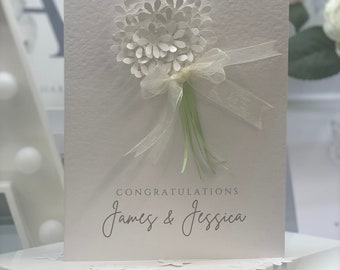 Personalised Wedding Card with lined lidded box and card confetti, Luxury Wedding Bouquet Card, Wedding Card, Personalised Name Card