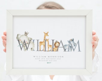 Personalized Safari Animal Name Print: Nursery Decor