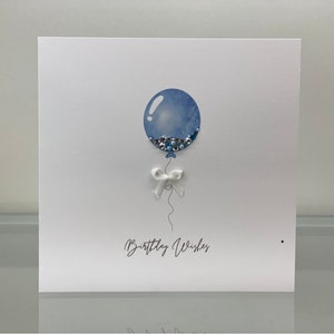 Carte d'anniversaire, Carte pour homme, Carte pour lui, Ballon bleu, Carte d'anniversaire, Souhaits d'anniversaire, Carte simple, Ornements en cristal, Joyeux anniversaire