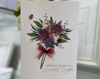 Daughter Birthday Card, Amazing Daughter, Daughter Card, Daughter Greeting Card, 3D Handmade Keepsake Card, Large Luxury Card, Wooden Bee