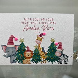 Première carte de Noël personnalisée, 1ère carte de Noël pour bébés filles, 1ère carte, première carte de Noël, carte de Noël pour animaux, carte souvenir