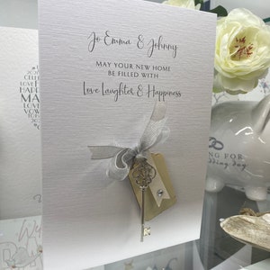 Personalised New Home Card, With Key, Wooden Tag & Ribbon, A Large Card a5, New Home Card With Names, Special New Home Card To Frame