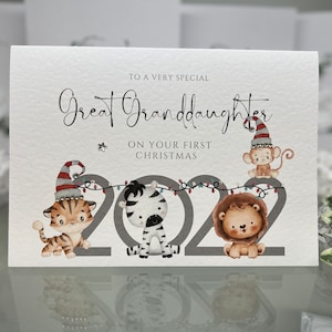 Achterkleindochter Eerste Kerstkaart, aandenken Achterkleindochter Kaart, Achterkleindochter Kerstkaart, Speciale Kaart, Luxe Kaart