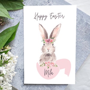 Personalisierte Osterkarte, Osterhase Karte, glücklich Ostern Karte, erste Osterkarte, Ostern Ei Karte, Namenskarte, Hase Karte, Karte für Ostern
