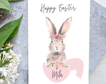 Personalised Easter Card, Easter Bunny Card, Happy Easter Card, First Easter Card, Easter Egg Card, Name Card, Bunny Card, Card For Easter