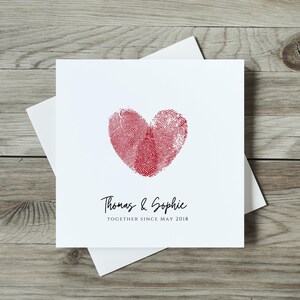 Personalised Valentine&#39;s Card, Cute Valentine&#39;s Card, Boyfriend, Girlfriend, Heart, Calligraphy, Script, Valentine, Fingerprint heart