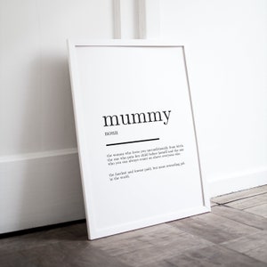 Woordenboek afdrukken voor mama, moederdag afdrukken, woordenboek stijl afdrukken, woordenboek definitie van mummie, baby douche cadeau