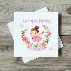 Bailarina personalizada 1º, 2º, 3º, 4º, 5º, 6º, 7º, 8º, 9º 10º, cartão de aniversário, cartão personalizado de bailarina, primeiro aniversário