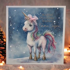 Personalised Unicorn Handmade Christmas Card, Christmas Card, 3d Unicorn Luxury Handmade Christmas Card, Magical Keepsake Christmas Card
