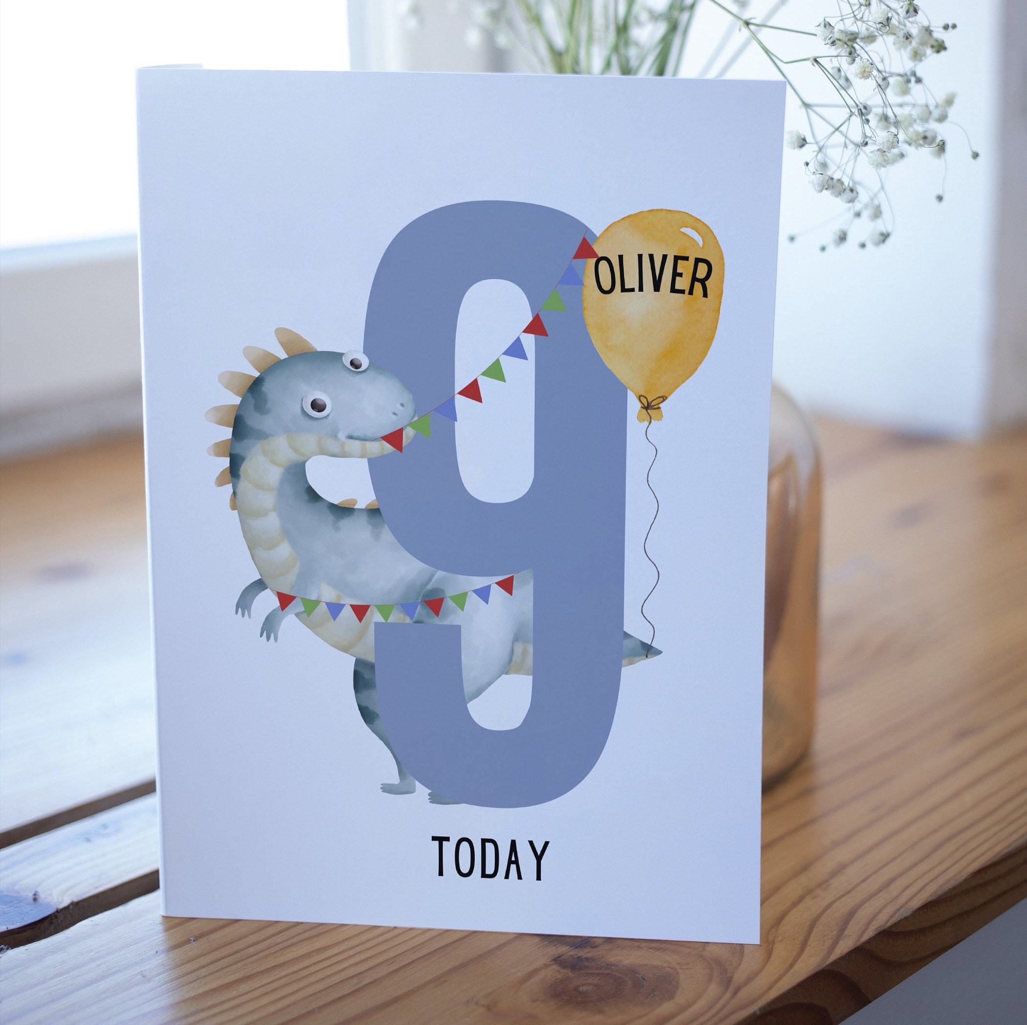Dinosaur Card Personalised 9th Birthday Card Personalised Etsy UK