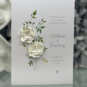 Personalised Wedding Card, Luxury Wedding Card, Special Wedding Card, 3D Wedding Card, Keepsake Wedding Card, 3D Paper Flowers And Pearls